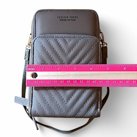 Myfriday Gray Women Cell Phone Card Slots Bag Over Shoulder Handbag Purse - Picture 9 of 9